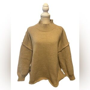 NWT Women’s Khaki Cowl Neck Sweater with Balloon Sleeves